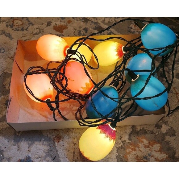 Vintage '97 Decorative Easter Egg String Lites Original Box Lights 10 per Strand - Picture 5 of 6